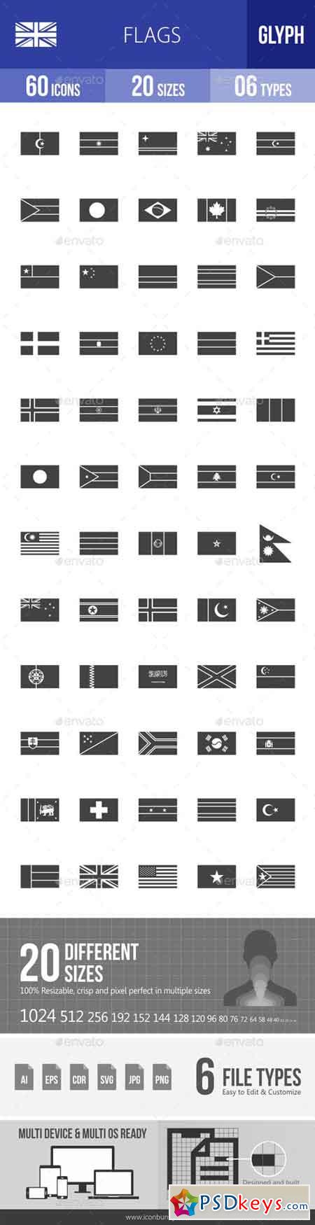 Flags Glyph Icons 18210000