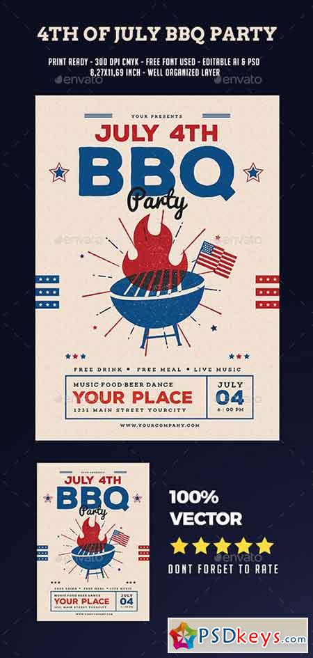 4th Of July BBQ Party Flyer 20124538