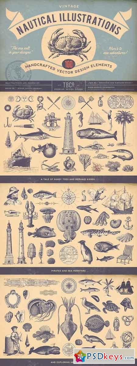 100 Vintage Nautical Illustrations 324969