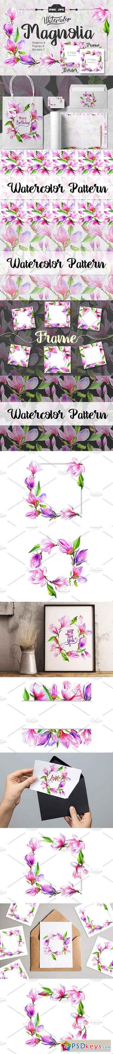 Magnolia watercolor DiY clipart 1513506