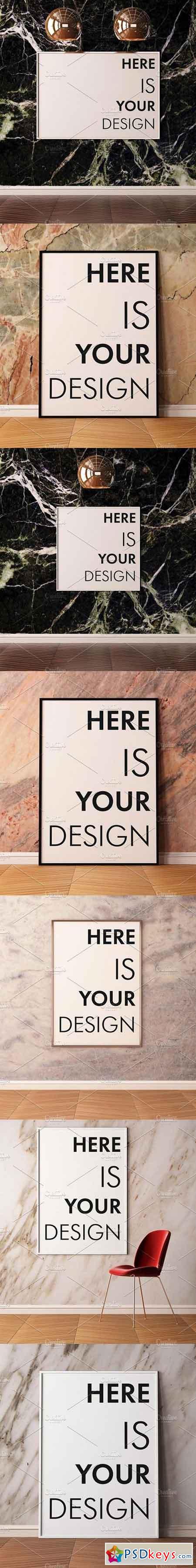 Mockup posters on a marble wall 1518244
