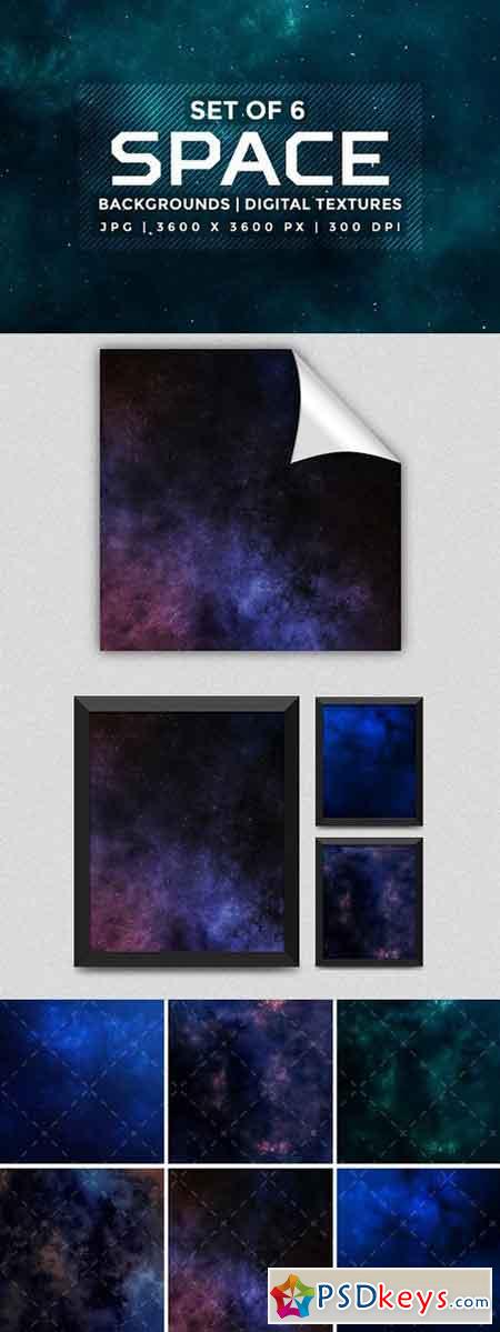 Set of 6 space background textures 1505170