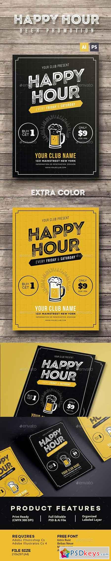 Happy Hour Beer Promotion Flyer Poster 16267985