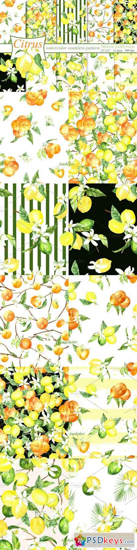 citrus watercolor seamless pattern 1592414