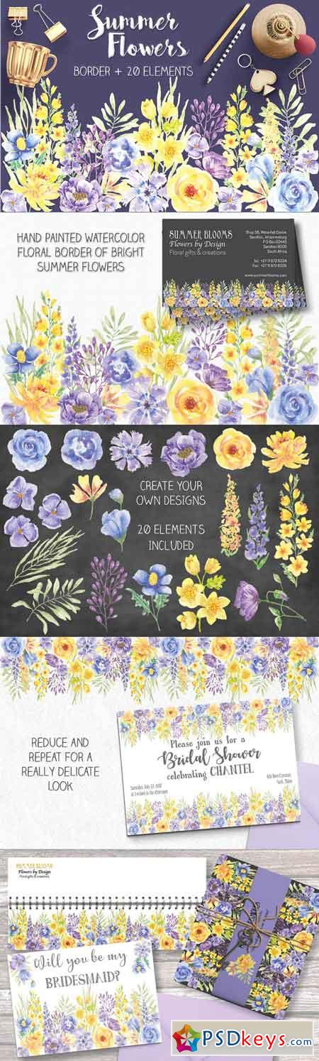 Border + elements 'Summer Flowers' 1592508