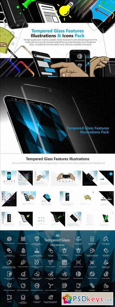Tempered Glass Feature Icons Pack 1513364