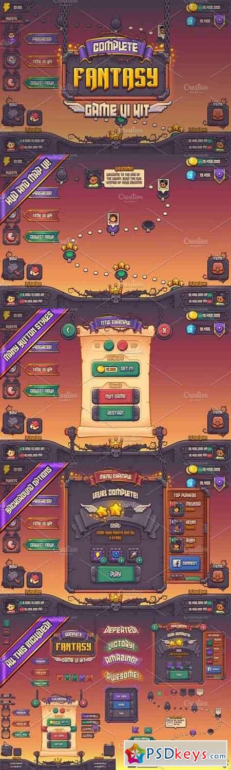 Complete Fantasy Game Ui Kit Free Download Photoshop Vector Stock Image Via Torrent Zippyshare From Psdkeys Com