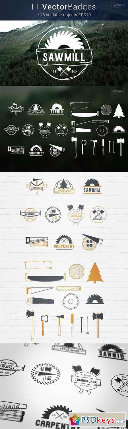 Carpentry Wood Badges Logos 850561
