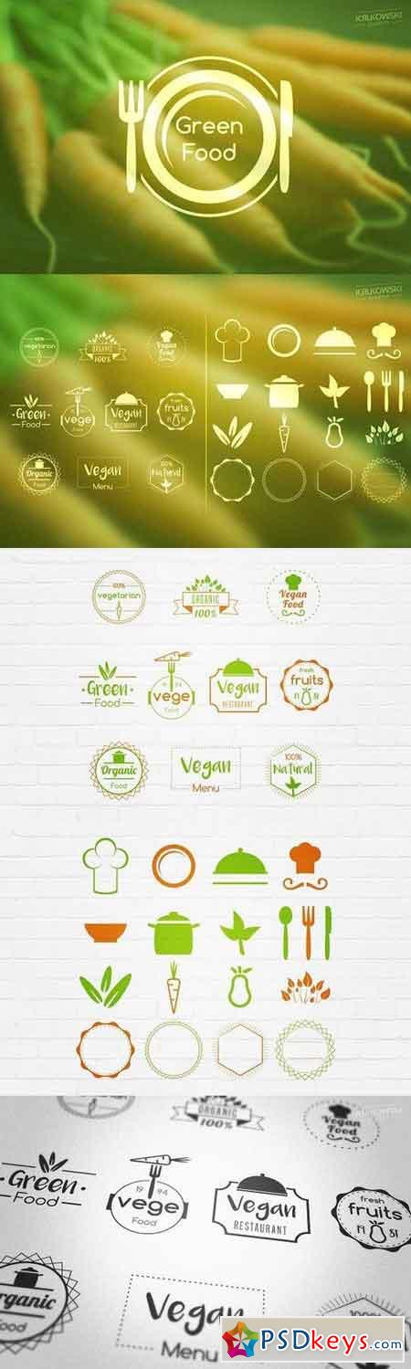 Vegan Food Badges Logos 518140