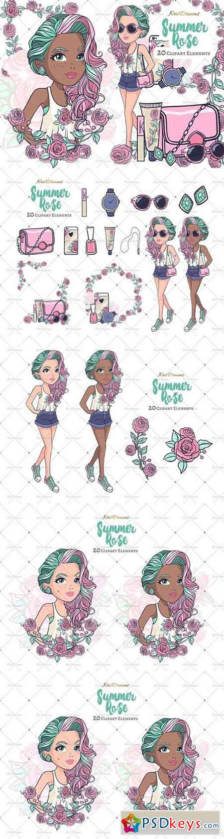 Summer Rose Clipart Set 1527832