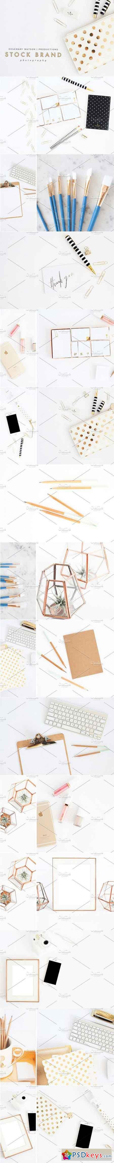 Rose Gold Office Bundle Stock Photos 1494274