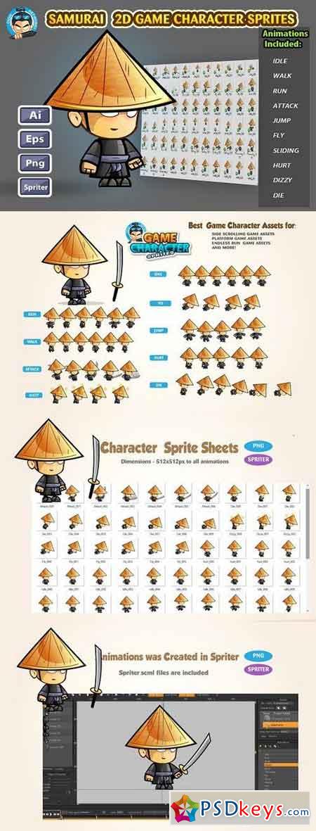 Samurai 2D Game Character Sprites 1232104