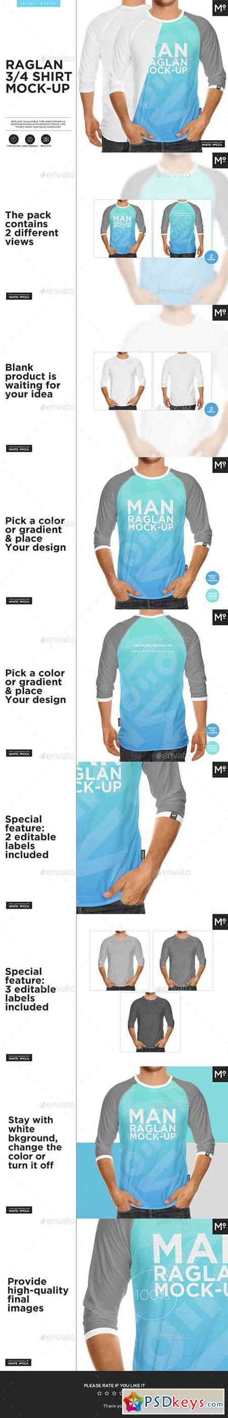 Raglan 3/4 Shirt Mock-up 20202091