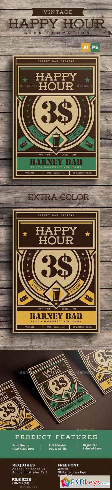 Vintage Happy Hour Beer Promotion 15328385