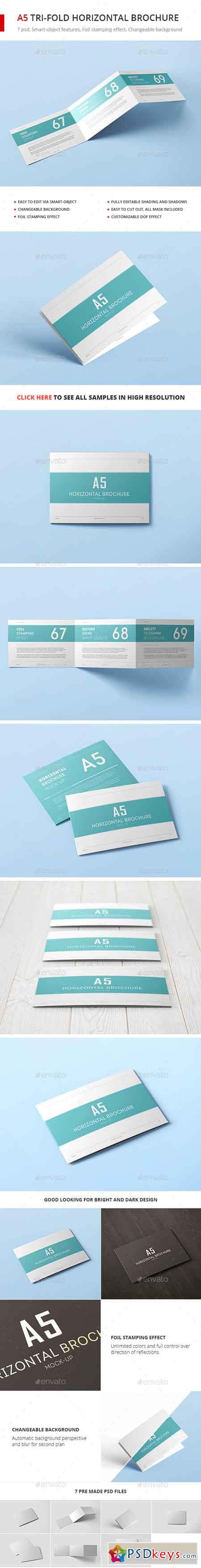 Download A5 Tri-Fold Horizontal Brochure Mock-up 20203545 » Free Download Photoshop Vector Stock image ...