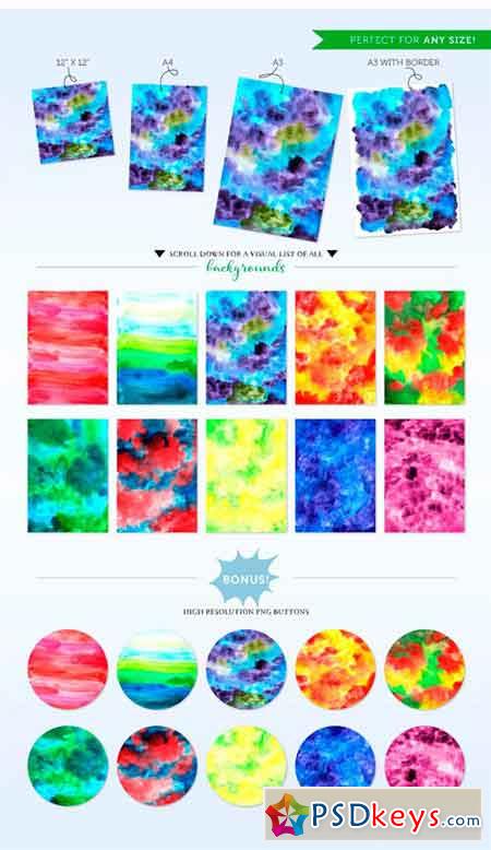 Bright Watercolor Backgrounds Vol.1 1532077
