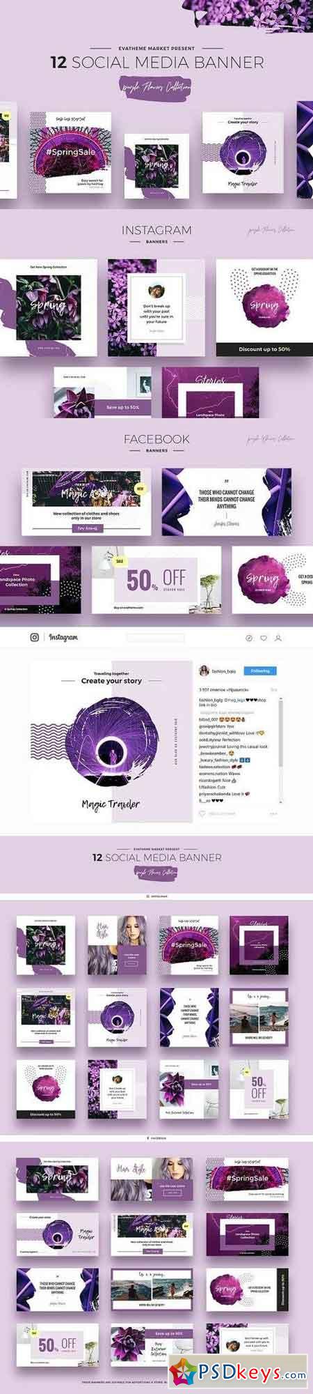 Purple Flowers Social Media Designs 1650234