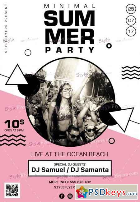 Minimal Summer Party PSD Flyer Template