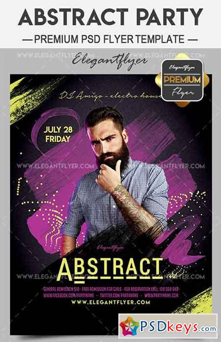 Abstract Party  Flyer PSD Template + Facebook Cover