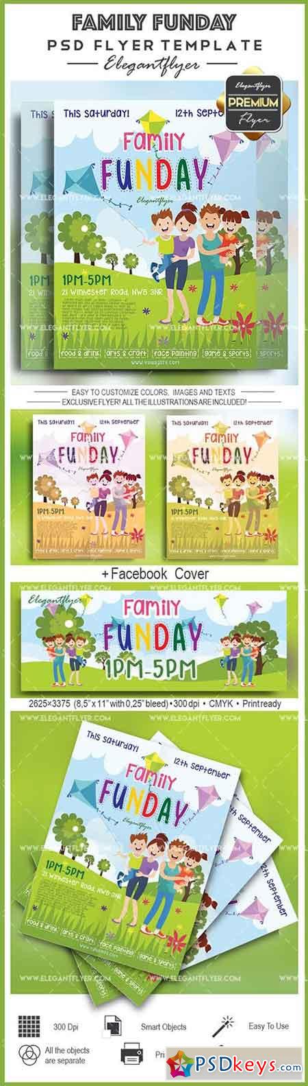 Family Funday- Flyer PSD Template + Facebook Cover
