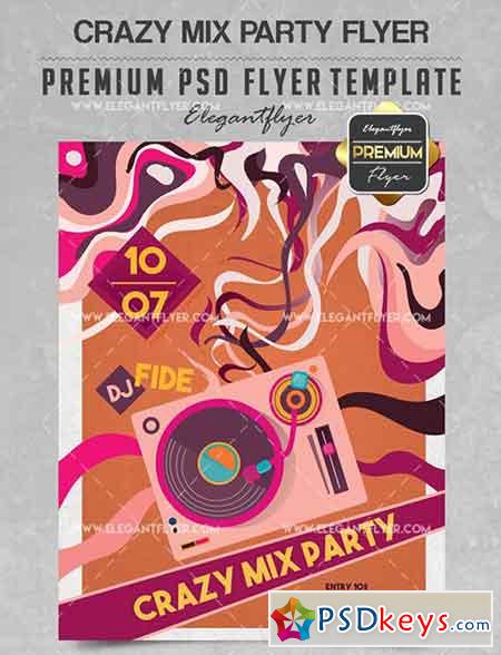 Crazy Mix Party – Flyer PSD Template + Facebook Cover