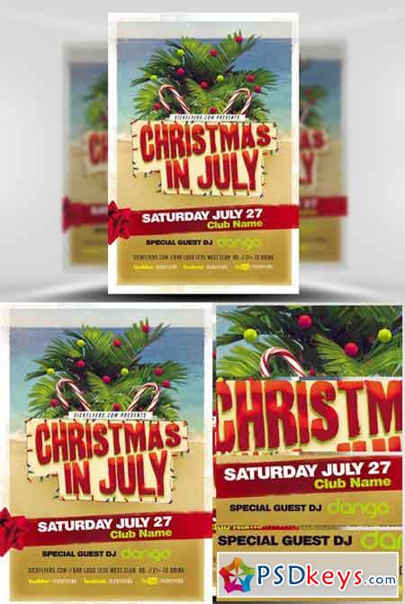 Christmas in July Flyer Template v22 Free Download Photoshop Vector