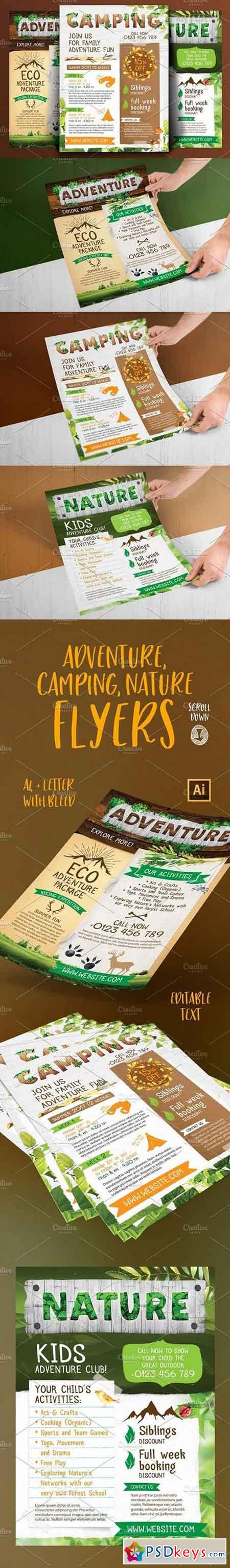 Adventure, camping, nature flyers 1586916