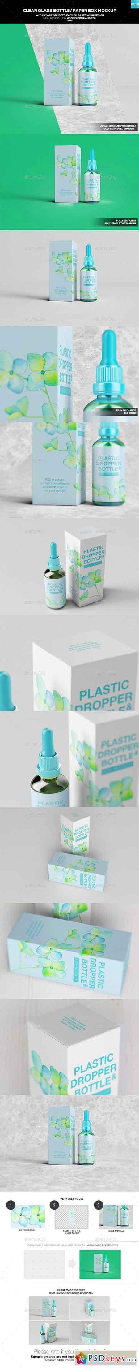 Clear Glass Bottle Paper Box Mockup 20269860