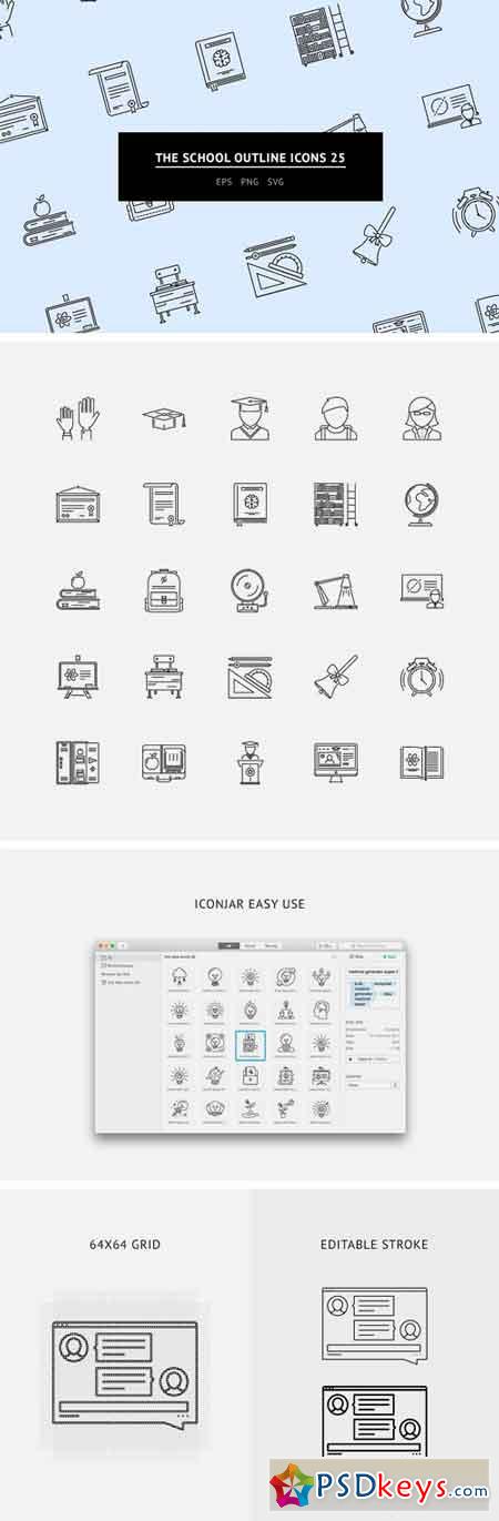 The School Outline Icons 25 1624936