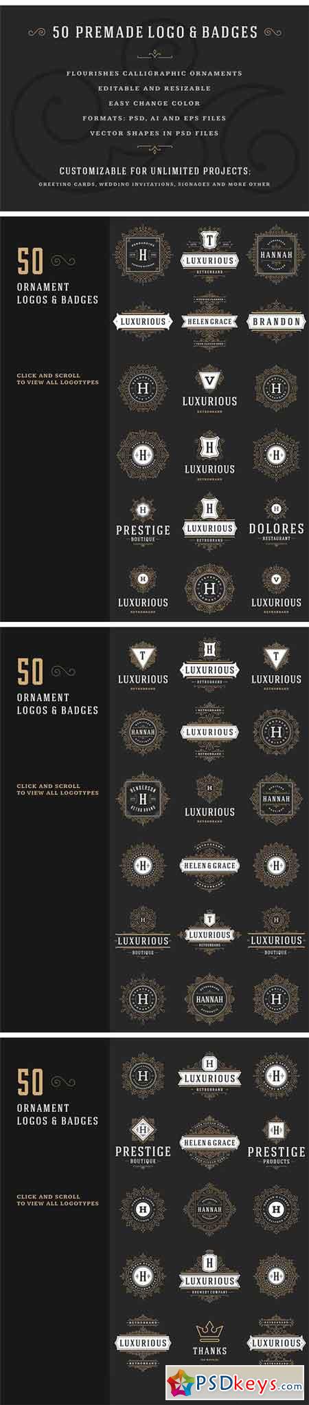 50 Ornament Logos & Badges 1582358