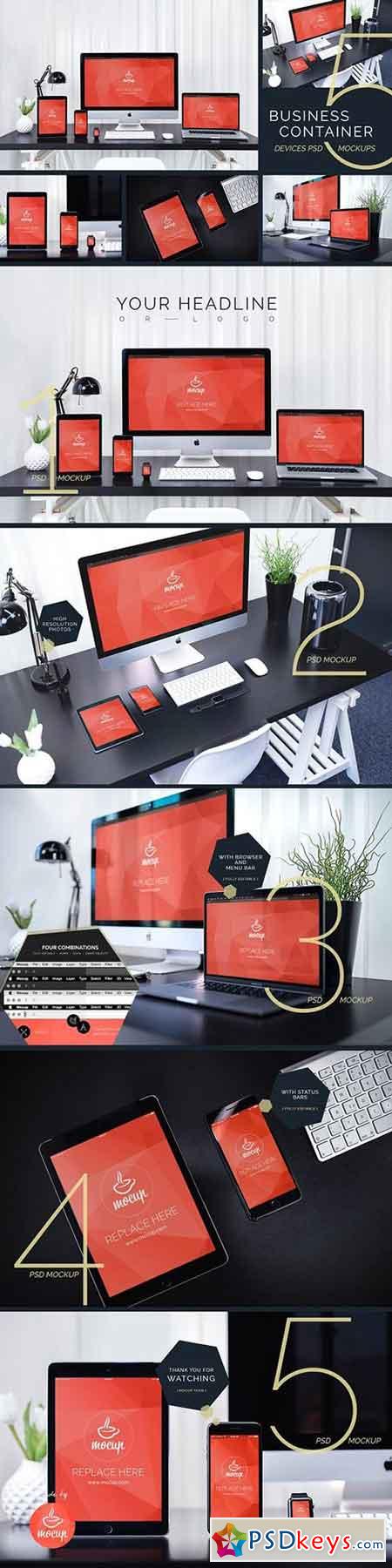 5 PSD Devices Mockups BC 1317952