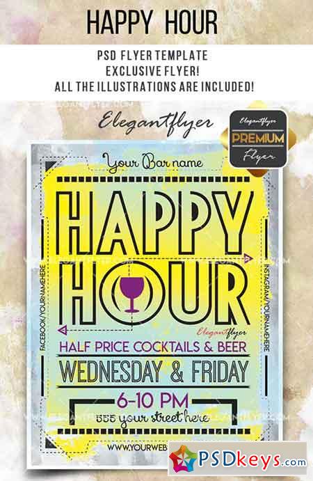 Happy Hour- Flyer PSD Template + Facebook Cover 6