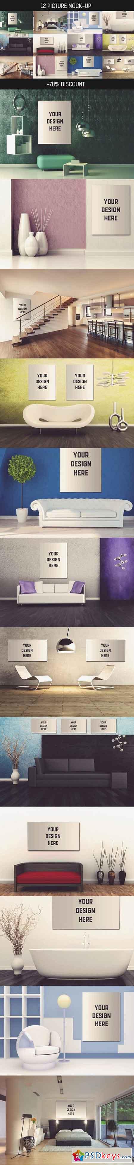 12 Picture on Wall Mock-up Pack#2 1586267