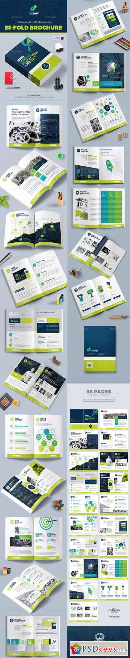 Bi-Fold Brochure Template for SEO (Search Engine Optimization) & Digital Marketing Agency Company