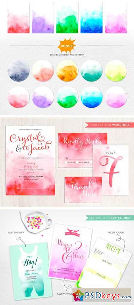 Ombre Watercolor Backgrounds Vol.1 1505969