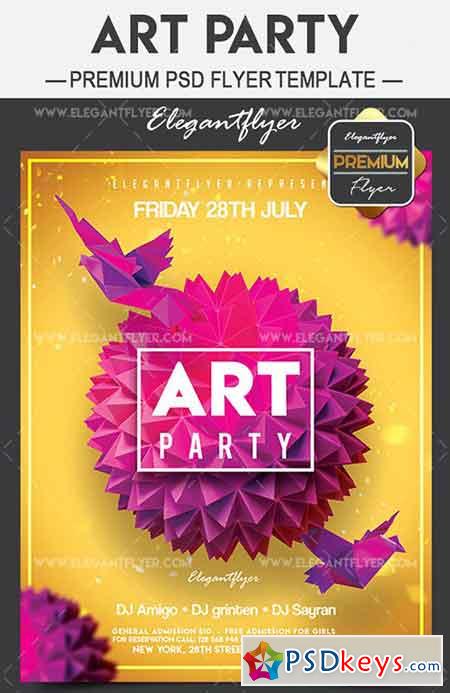 Art Party  Flyer PSD Template + Facebook Cover
