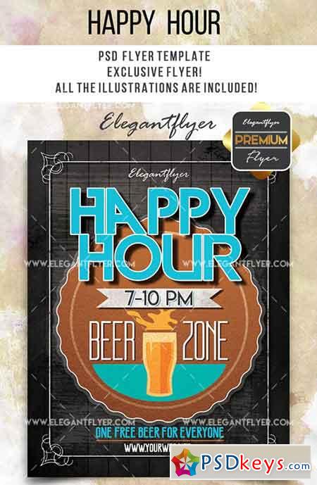 Happy Hour V10 Flyer PSD Template + Facebook Cover