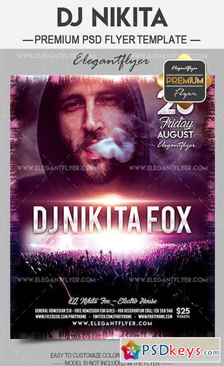 DJ Nikita  Flyer PSD Template + Facebook Cover