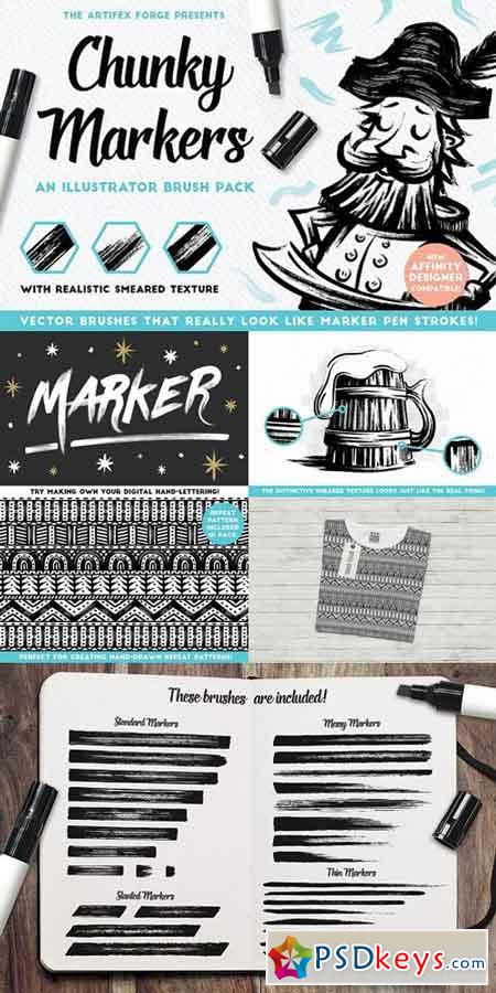 Chunky Markers - Illustrator Brushes 1614172