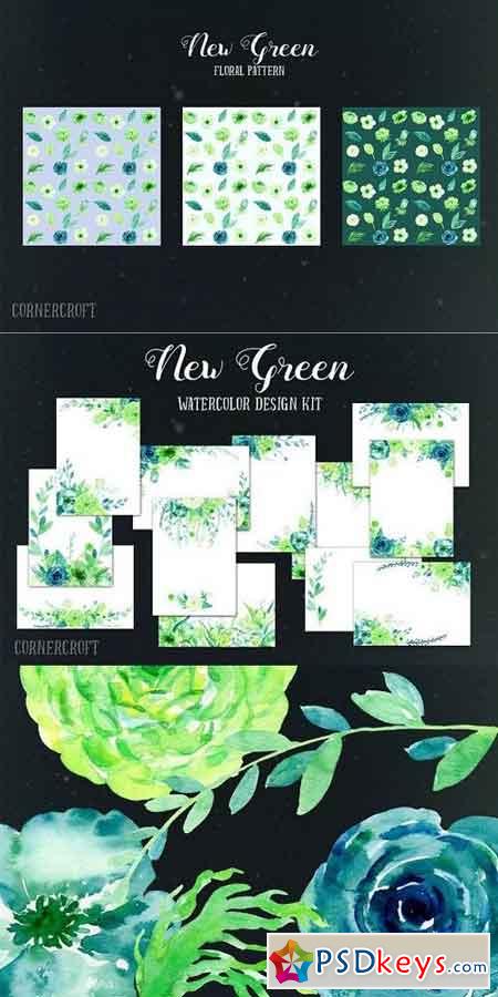 Watercolor Design Kit New Green 1327748