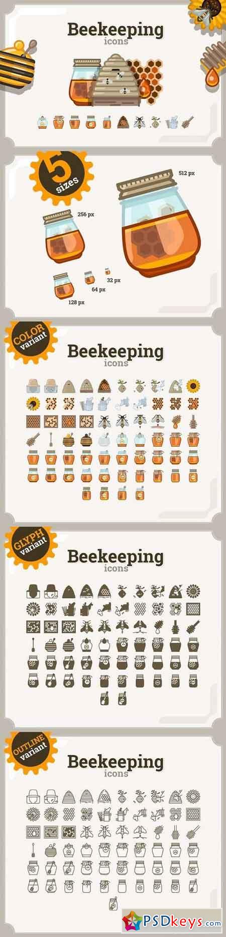 Beekeeping icons set (3 variants) 1326278