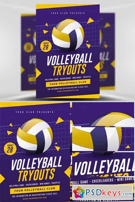 Volleyball Tryouts Flyer Template