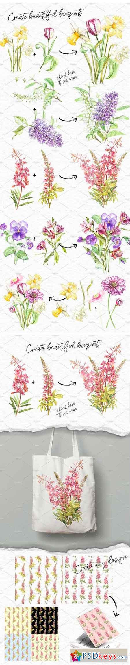 Watercolor Spring Flowers 1625397