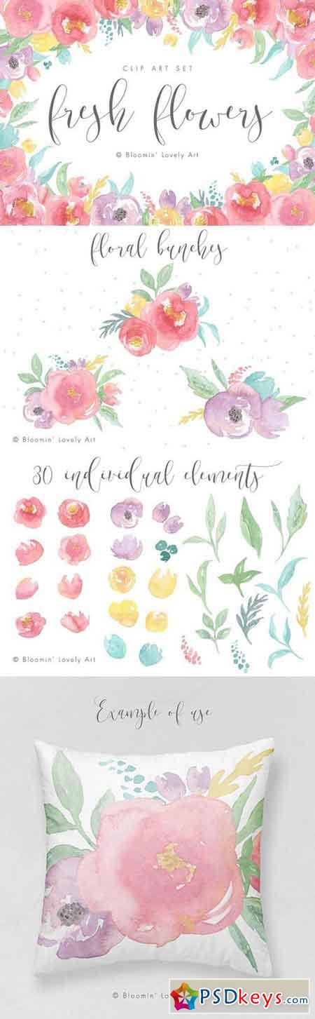 Watercolor Flower Clip Art - Florals 1626490