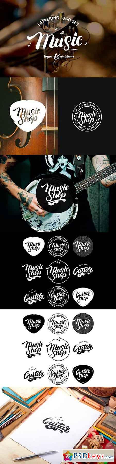 Music & Guitar Shop Logo Set 1618001