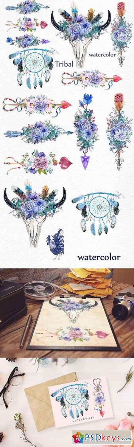 Watercolor tribal clipart 1632604