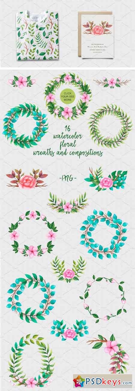 Watercolor Floral Wreaths, Elements 1653593