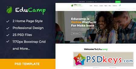 EduCamp - Education & Online Learning PSD Template 19867557