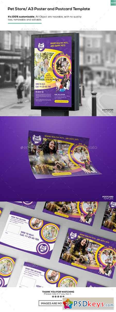 Pet Store A3 Poster and Postcard Template 16893931