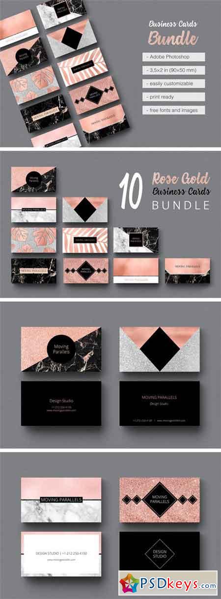 Rose Gold Business Cards Bundle 1559268